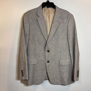 Stafford Blazer‎ Mens 42 Short Brown White Woven Classic Fit Career Linen Cotton